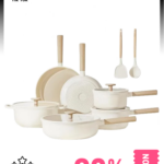 CAROTE Antihaft-Töpfe und Pfannen Set, 12-teiliges Keramik-Kochgeschirr-Set – Milchweiß