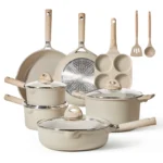CAROTE 13-Piece Nonstick Pots and Pans Set, Kitchen Cookware Set, Taupe